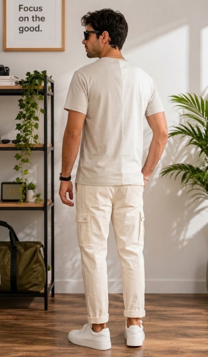 Erkek Beyaz O Yaka Basic T-Shirt 